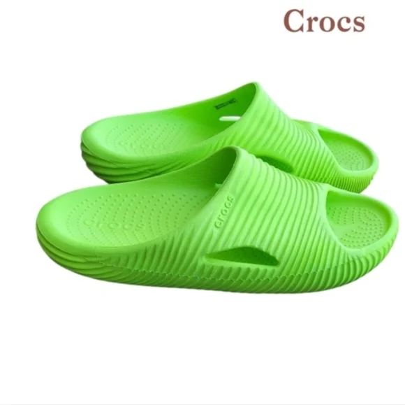 Crocs Recovery Sandal Mellow Tide Lime Green Neon Slide Slip Waterproof Women 9 - Picture 11 of 12